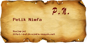 Petik Nimfa névjegykártya